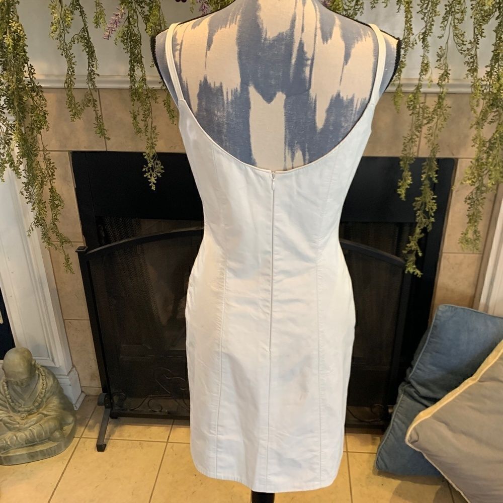 Dangerous Threads Women's 8 white leather with gold bead neck thin strap dress - Picture 5 of 16